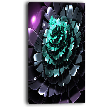 "Purple Blue Digital Art Fractal Flower" Large Canvas Print, 20"x40"