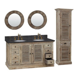 60 inch Double Sink Rustic Bathroom Vanity Marble Top - Bathroom Vanities And Sink Consoles