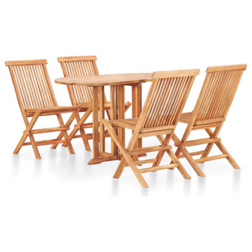 vidaXL Patio Dining Set Outdoor Dining Table and Chair 5 Piece Solid Teak Wood