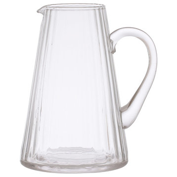 8.25 Inches 60-Ounce Ribbed Glass Pitcher, Clear