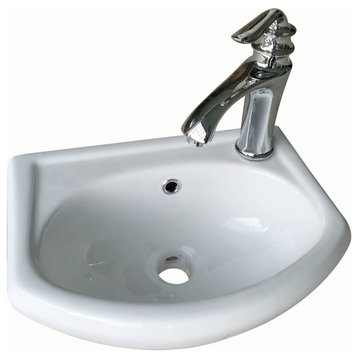 White Small Bathroom Wall Mount Sink Rounded Space Saving