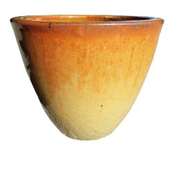 Gold Glazed Egg Pot - Outdoor Plant Pots & Planters