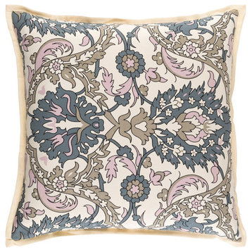 Vincent by Surya Pillow, Pale Pink/Taupe/Teal, 20' x 20'