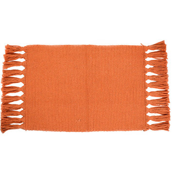 Handmade Cotton Placemats with Tassels, Coral, Set of 4