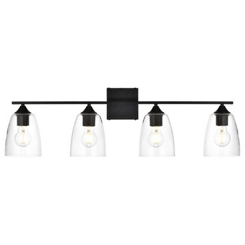 4 Light Black And Clear Bath Sconce