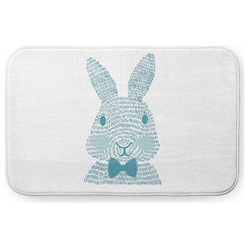 34" x 21" Monochrome Bunny Bathmat, Explorer Blue
