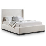 Meridian Furniture - Flynn Linen Textured Fabric Full Bed, Beige, Full - Unwind and relax as the cares of the day drift away from the confines of this Flynn linen textured fabric bed. An artfully designed bedroom masterpiece, this full-sized bed offers a winged headboard that's extra tall to make a bold impression in your bedroom sanctuary. The linen upholstery fabric that covers this entire bed from top to bottom is soft to the touch, while the headboard is lightly padded for comfort as you read in bed or watch TV. A solid wood base provides sturdy support for this impeccably styed fabric bed.
