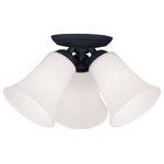 Livex Lighting - Livex Lighting 6462-04 Ridgedale - 3 Light Flush Mount in Ridgedale Style - 13 I - Bring a simple, yet eye-catching style into your hRidgedale 3 Light Fl Black Satin Opal WhiUL: Suitable for damp locations Energy Star Qualified: n/a ADA Certified: n/a  *Number of Lights: 3-*Wattage:60w Medium Base bulb(s) *Bulb Included:No *Bulb Type:Medium Base *Finish Type:Black