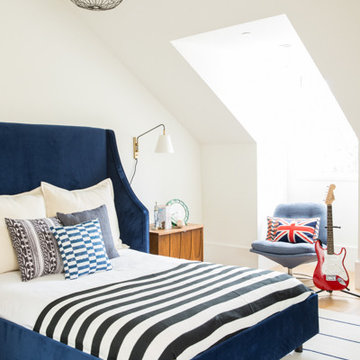 Vintage boy's bedroom with an industrial flare