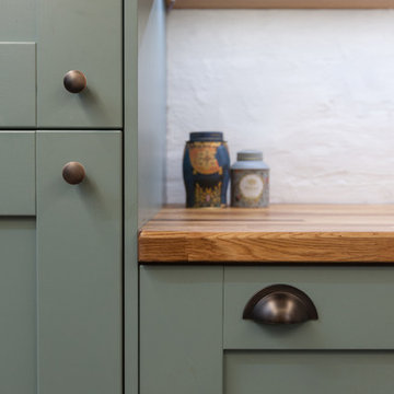 Blue Shaker style cabinetry