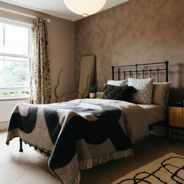 Warm Modern Greige & Black Bedroom