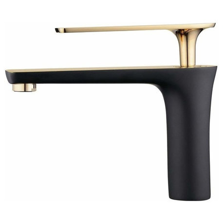 Bitonto Gold Single Handle Long Reach Spout Black Painting Bathroom Faucet