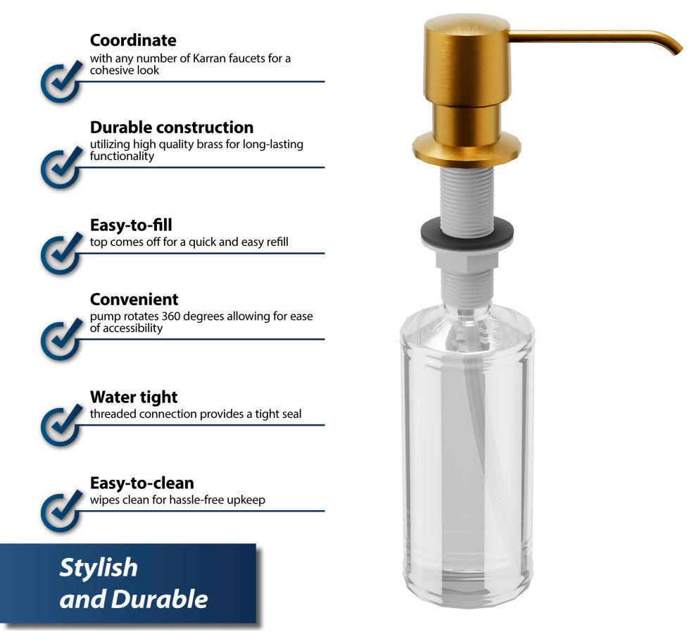 Karran SD25 Kitchen Soap/Lotion Dispenser, Gold