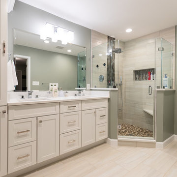 White & Nude Transitional Bathroom