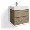 Boutique Bath Vanity, Natural Wood, 24", Single Sink, Wall Mount