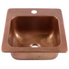 Angelico Copper 15" Single Bowl Drop-In Kitchen Sink