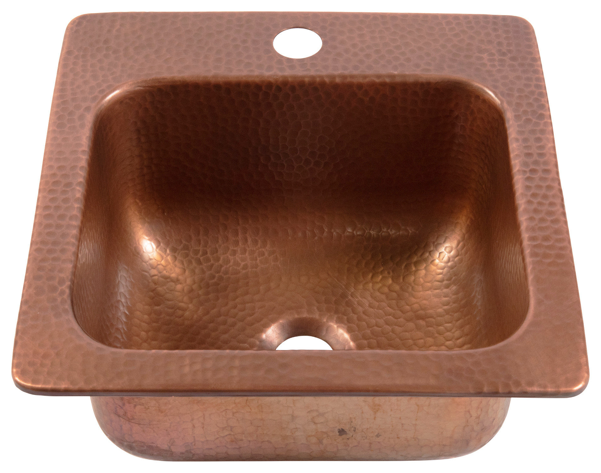 Angelico Copper 15" Single Bowl Drop-In Kitchen Sink