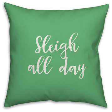 Sleigh My Name, Light Green 18x18 Throw Pillow Cover