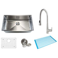 Ariel 32" Single Bowl Kitchen Sink and Eclipse Stainless Steel Faucet Combo