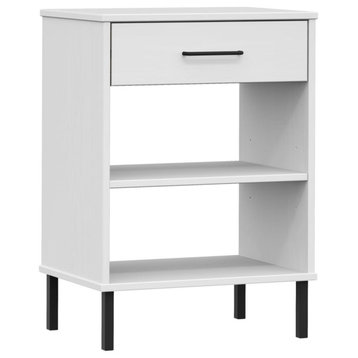 Vidaxl Console Cabinet With Metal Legs White Solid Wood Pine Oslo
