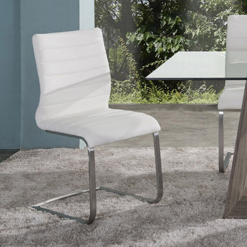 Fusion Side Chairs, Stainless Steel, Set of 2, White
