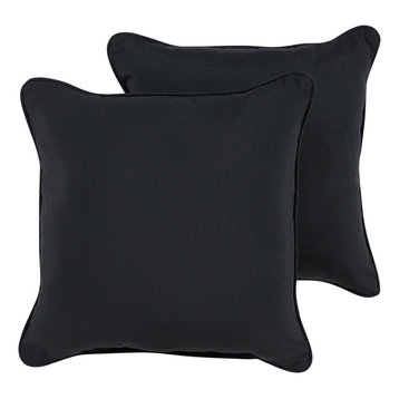Corrigan Sunbrella Outdoor Square Pillow, Set of 2, Black, 22x22