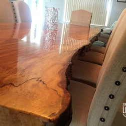 Sycamore Live Edge Dining Table on X-Style Bases - Dining Tables
