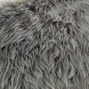 Oria Faux Fur X-Leg Chrome Base Ottoman, Gray/Chrome