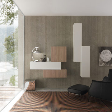 White and Wood Handle-less Italian kitchen