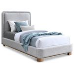 Meridian Furniture - Nolita Linen Textured Fabric Upholstered Bed, Gray, Twin, Natural Finish - Upgrade the ambiance of your bedroom with the Nolita Linen Textured Fabric Bed. The bed features a luxurious grey-colored linen textured fabric that is not only soft to the touch but also incredibly durable. The solid wood natural finish base adds a touch of elegance and warmth to the overall design. If you're looking for a bed that is both stylish and functional, the Nolita Linen Textured Fabric Twin Sized Bed is the perfect choice.