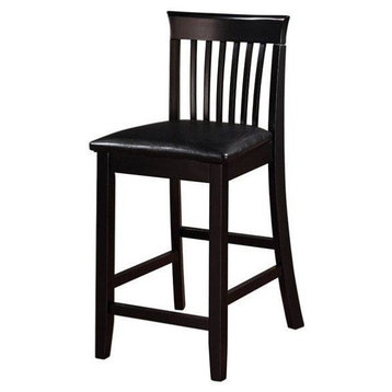 Linon Torino Wood 25" Mission Back Wood & Faux Leather Counter Stool in Black