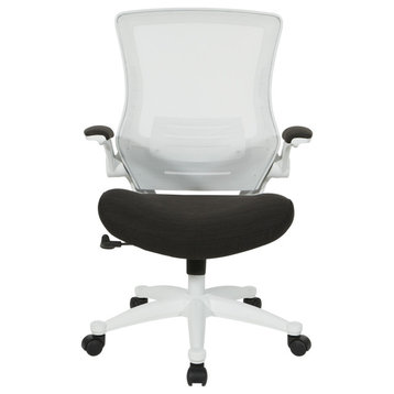 White Screen Back Manager's Chair, Linen Stone Fabric, Linen Black