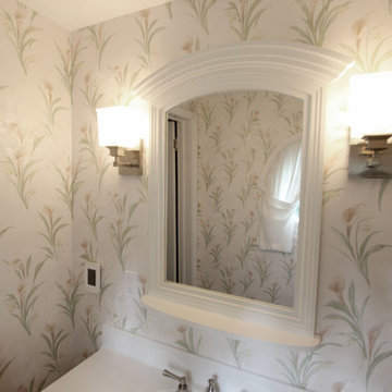 Venaro White Corian Countertop & Shower with Bathroom Update ~ Akron, OH