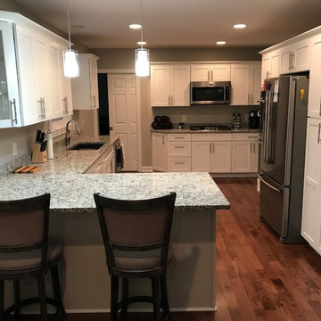 Waypoint Cabinetry- Painted Linen with New Bianco Lavender Granite