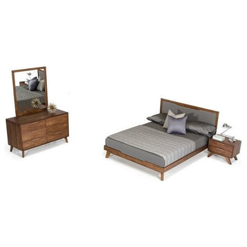 Nova Domus Soria Mid-Century Gray and Walnut Bedroom Set, Eastern King