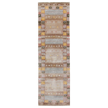 Oriental Rug Gabbeh Loribaft 8'5"x2'8" Hand Knotted Carpet