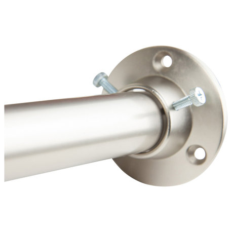 1.5" Adjustabe Closet Rod and Socket Set, Satin Nickel, 28"-48"