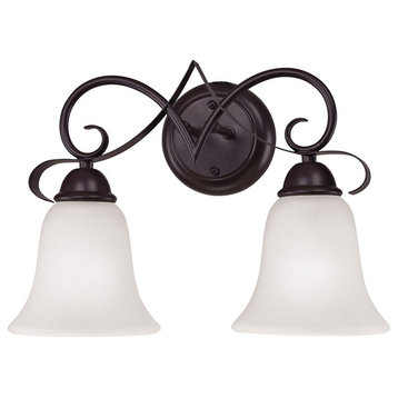 1052BB/10 Brighton 2-Light Vanity Light in Oil Rubbed Bronze With White Glass