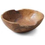 Serene Spaces Living - Serene Spaces Living Exotic Bali Bowl, Small - You'll love the organic shape of this round teak wood bowl. Use it as a catchall at the entrance for keys and other trinkets, or to hold faux flowers to create a tablescape inspired by natural elements. Fill it with some fruit for a dinner table or for a bar at your wedding or event. Great as a gift or wedding favor - loaded with goodies. Sold individually, this bowl measures 3.5" Tall and 9" Diameter. For dry use only. Each bowl is unique. The bowl you receive will vary in color, shape, and size from the ones shown. Serene Spaces Living specializes in creating good quality accents that look great anywhere!