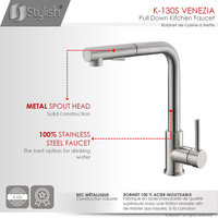 Stylish Pull Down Kitchen Faucet + Soap Dispenser Stainless Steel Finish