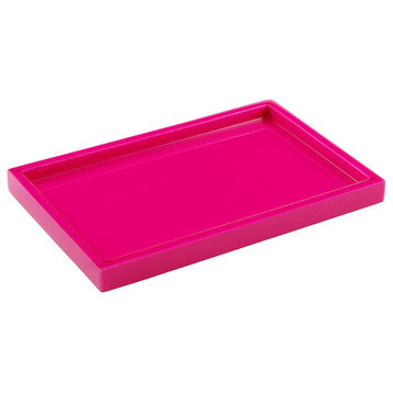 Hot Pink Lacquer Bathroom Accessories, Vanity Tray