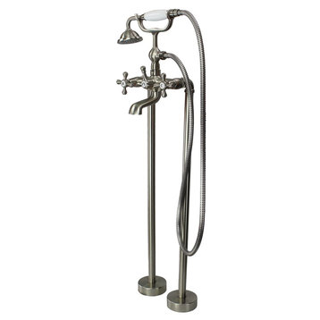 Cromwell Floor Tub Filler With Hand Shower, Brushed Nickel
