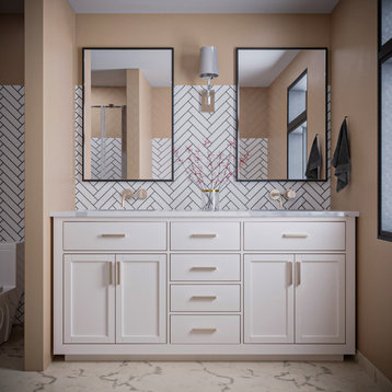 Ivy White Bathroom Vanity Set, 72", With Mirror