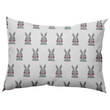 Bunny Fluffle Easter Indoor/Outdoor Lumbar Pillow, Wave Top Blue, 14x20"
