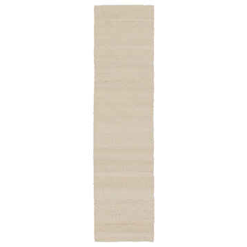 Jaipur Living Hutton Natural Solid White Area Rug, 2'6"x10'