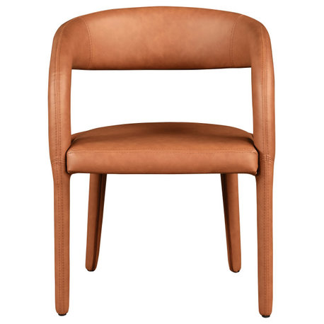 Meridian Furniture Sylvester Faux Leather Dining Chair, Cognac