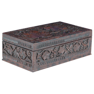 Carved Grapes And Leaves Box, Burlwood
