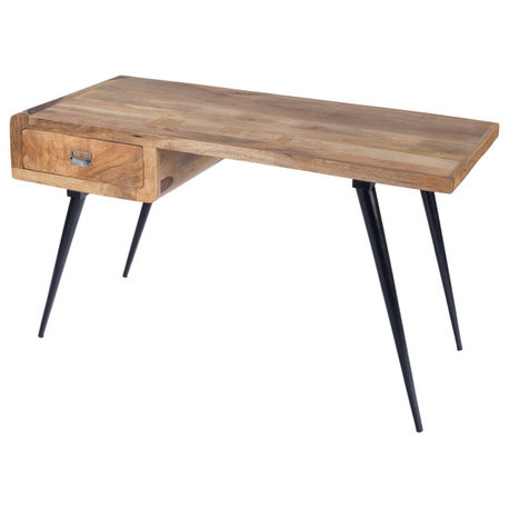 Anuri Natural Wood and Metal Desk