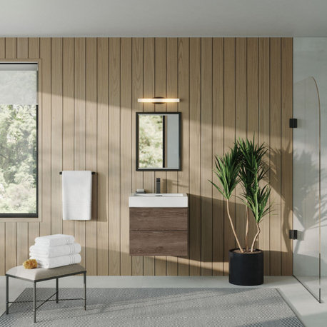 Bliss Bath Vanity, Butternut, 24", Single Sink, Wall Mount