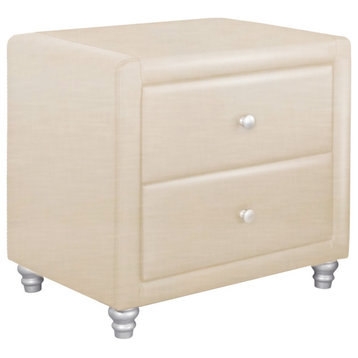 20" Beige Two Drawers Nightstand